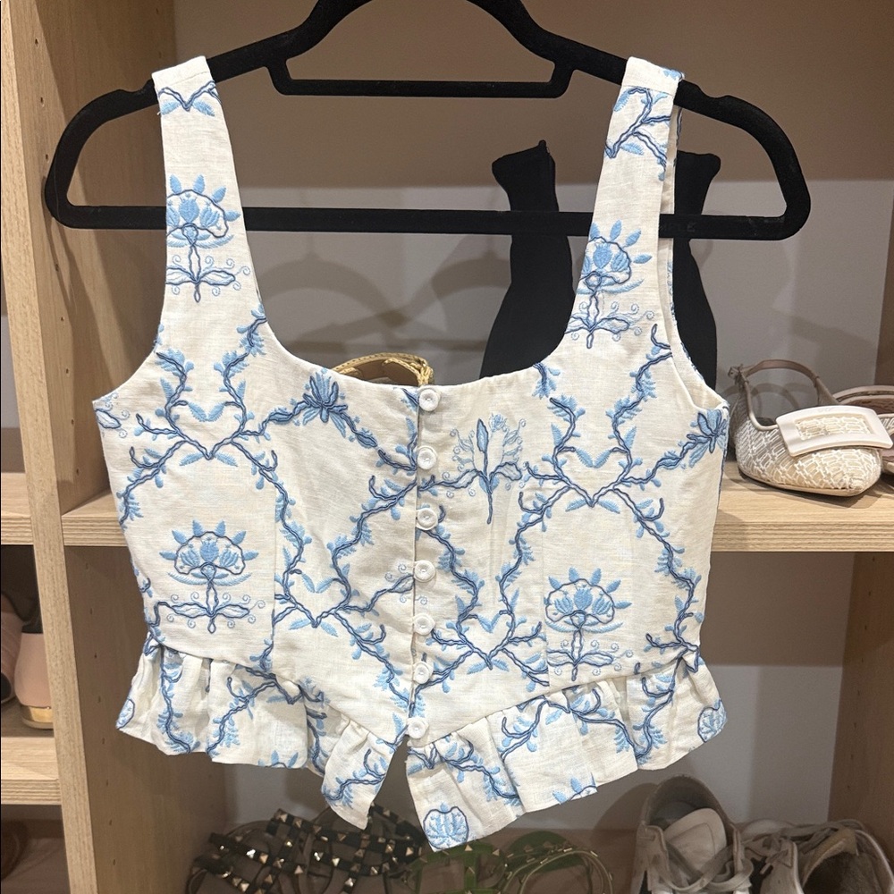 Agua by Agua Bendita Blue Floral Blouse